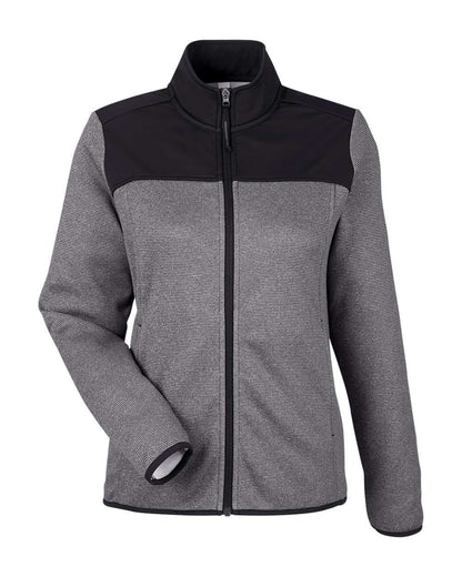 CORE365 Women's Venture Heathered Stripe Hybrid Jacket CE74W #color_Black/ White