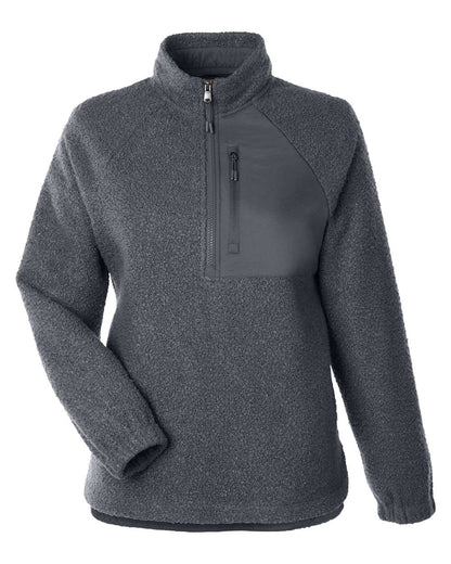 North End Women's Aura Sweater Fleece Quarter-Zip Pullover NE713W #color_Carbon/ Carbon