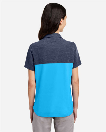 CORE365 Women's Fusion ChromaSoft™ Colorblock Polo CE112CW #colormdl_Electric Blue/ Classic Navy Heather