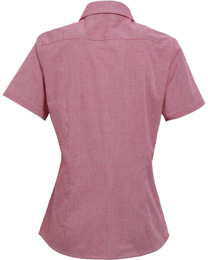 Artisan Collection by Reprime Women's Microcheck Gingham Short Sleeve Cotton Dress Shirt RP321 #color_Red/ White