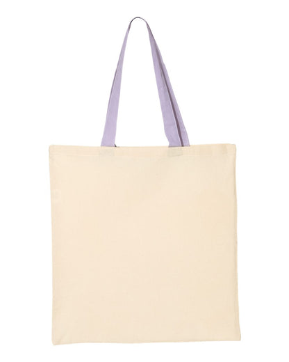 Q-Tees Economical Tote with Contrast-Color Handles QTB6000 #color_Natural/ Lavender