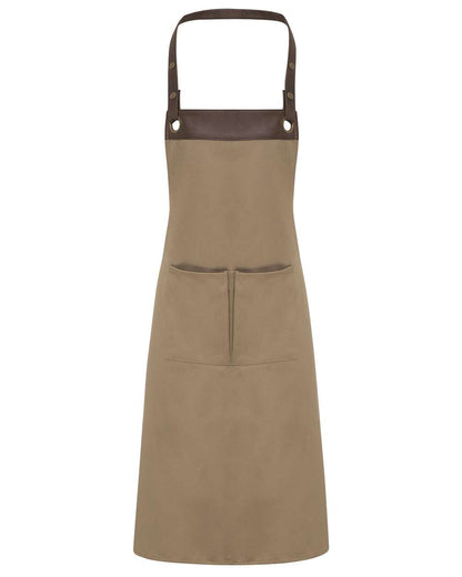 Artisan Collection by Reprime Espresso Bib Apron RP123 #color_Khaki/ Brown