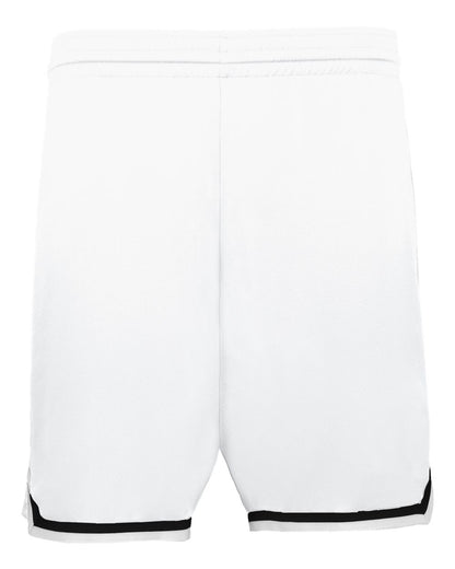Alleson Athletic Youth Retro Basketball Shorts A54000 #color_White/ Black/ White