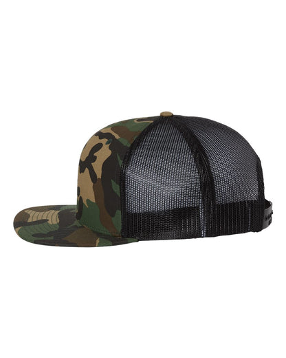 Richardson Wool Blend Flat Bill Trucker Cap 511 #color_Green Camo/ Black