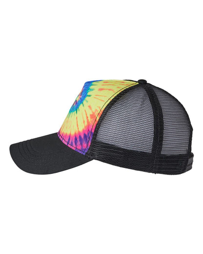 Colortone Tie-Dyed Five-Panel Trucker Cap 9200 #color_Neon Rainbow