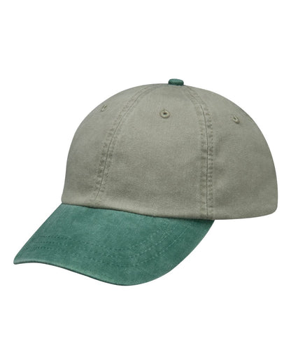 Adams Headwear Optimum Pigment-Dyed Dad Hat LP101 #color_Stone/ Forest