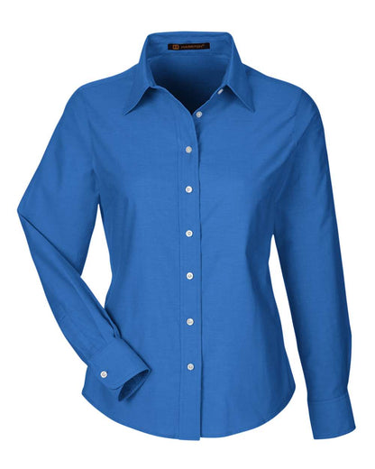 Harriton Women's Long Sleeve Oxford Dress Shirt M600W #color_French Blue