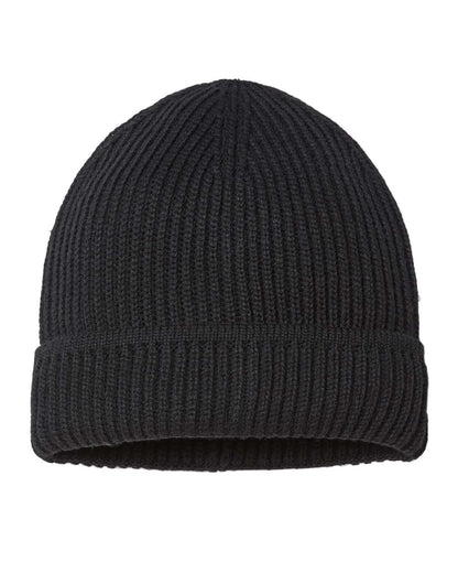 Atlantis Headwear Sustainable Finish Edge Cuffed Beanie MAPLE #color_Black