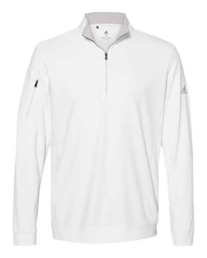 Adidas Men's Textured Quarter-Zip Pullover A295 #color_White