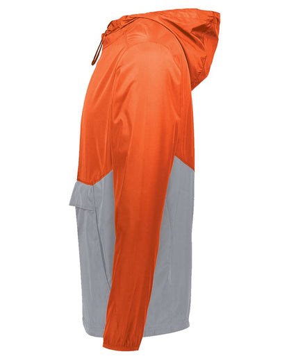 Holloway Men's Packable Quarter-Zip Jacket 229534 #color_Orange/ Athletic Grey