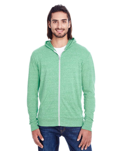 Threadfast Apparel Unisex Triblend Full-Zip Lightweight Hooded Sweatshirt 302Z #colormdl_Green Triblend