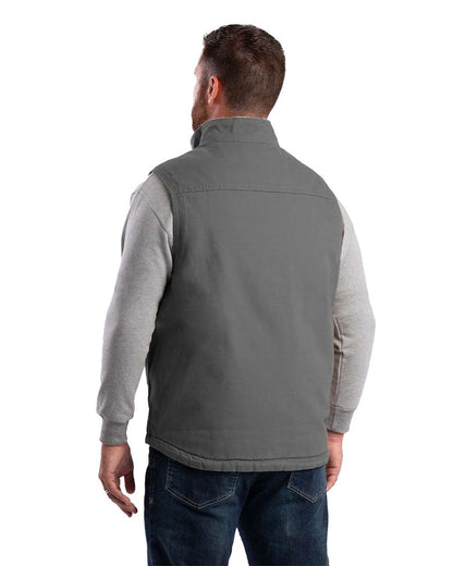 Berne Apparel Men's Heartland Sherpa-Lined Washed Duck Vest V818 #colormdl_Slate
