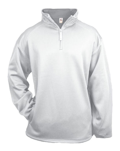 Badger Performance Fleece Quarter-Zip Pullover 1480 #color_White