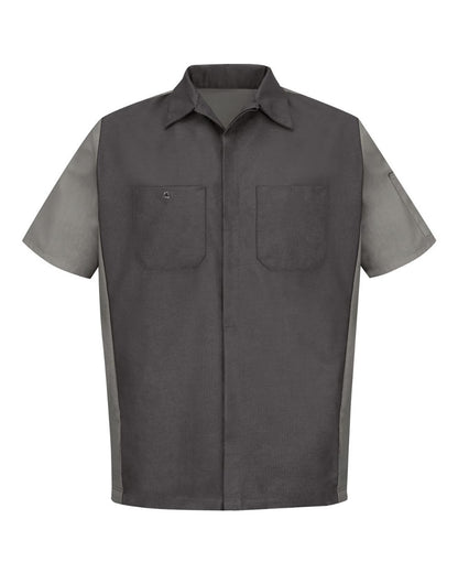 Red Kap Men's Tall Short Sleeve Automotive Crew Shirt SY20T #color_Charcoal/ Grey