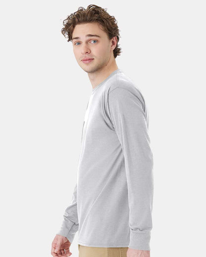 Hanes Unisex Workwear Long Sleeve Pocket T-Shirt W120 #colormdl_Light Steel