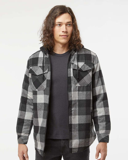 Burnside Quilted Flannel Hooded Jacket 8620 #colormdl_Black/ Grey