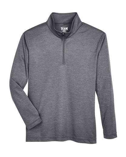 Team 365 Youth Zone Sonic Heather Performance Quarter-Zip Pullolver TT31HY #color_Dark Grey Heather