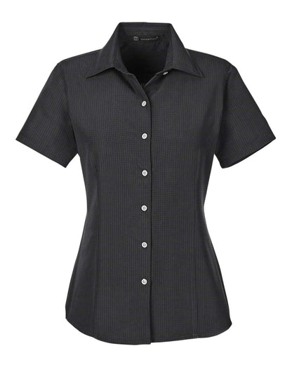 Harriton Women's Barbados Textured Camp Shirt M560W #color_Black