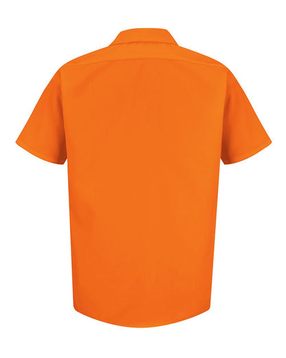 Red Kap Men's Tall Enhanced Visibility Short Sleeve Work Shirt SS24T #color_For. Orange