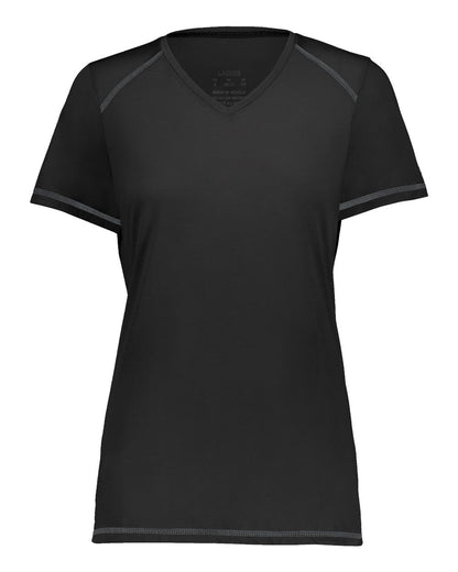 Augusta Sportswear Women's Super Soft-Spun Poly V-Neck T-Shirt 6844 #color_Black