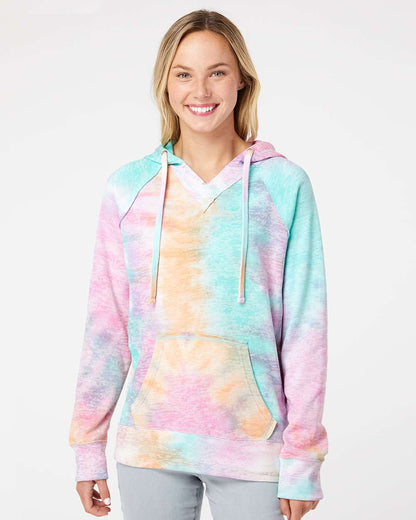 MV Sport Women’s Courtney Burnout V-Notch Hooded Sweatshirt W1162 #colormdl_Rainbow Sorbet