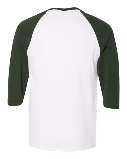 Gildan Heavy Cotton™ Raglan Three-Quarter Sleeve T-Shirt 5700 #color_White/ Forest Green