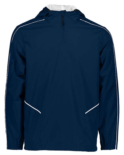 Holloway Men's Wizard Quarter-Zip Hooded Pullover 229016 #color_Navy/ White