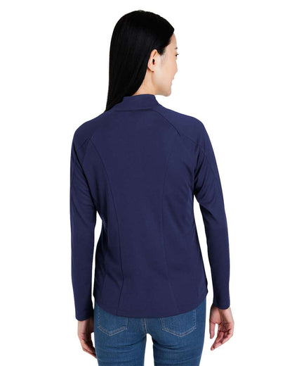 CORE365 Women's Origin Performance Pique Quarter-Zip Pullover CE418W #colormdl_Classic Navy Heather/ Carbon