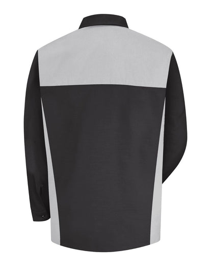 Red Kap Men's Tall Motorsports Shirt SP18T #color_Black/ Silver