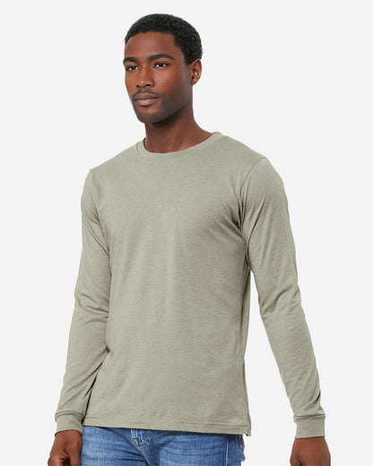 BELLA + CANVAS Heather CVC Long Sleeve Tee 3501CVC #colormdl_Heather Stone
