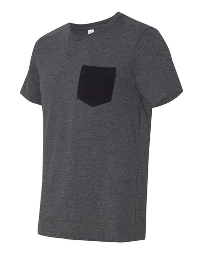 BELLA + CANVAS Jersey Pocket Tee 3021 #color_Dark Grey Heather/ Black