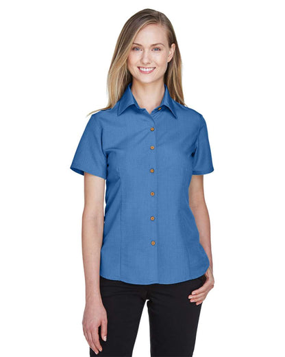 Harriton Women's Barbados Textured Camp Shirt M560W #colormdl_POOL BLUE