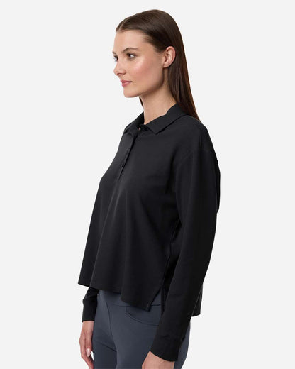 Adidas Women's Beyond Long Sleeve Loose Polo A1008 #colormdl_Black
