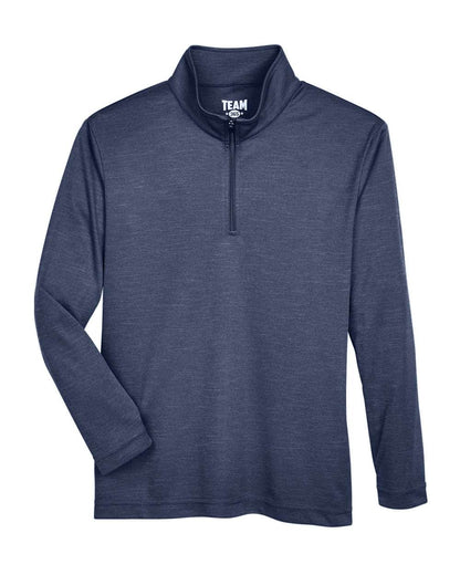 Team 365 Youth Zone Sonic Heather Performance Quarter-Zip Pullolver TT31HY #color_Sport Dark Navy Heather