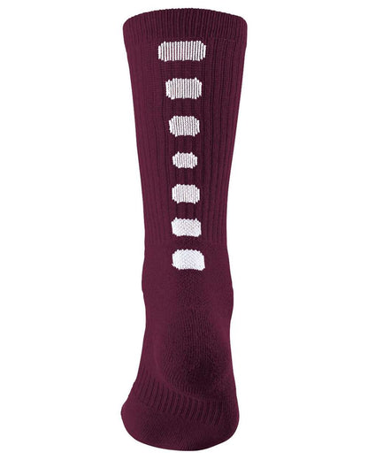 Augusta Sportswear Colorblocked Crew Socks 6091 #color_Maroon/ White