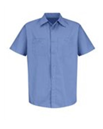 Red Kap Men's Tall Industrial Stripe Short Sleeve Work Shirt SB22T #color_BS-Petrol Blue/ Navy