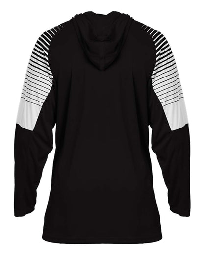 Badger Men's Lineup Hooded Long Sleeve T-Shirt 4211 #color_Black