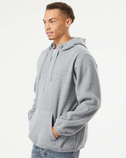 Burnside Polar Fleece Quarter-Zip Hooded Pullover 3600 #colormdl_Heather Grey