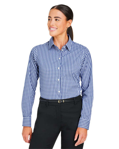 Devon & Jones Women's CrownLux Performance® Gingham Dress Shirt DG536W #colormdl_Navy/ White