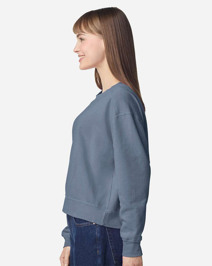 Comfort Colors Women's Garment-Dyed Mid-Length Crewneck Sweatshirt 1566L #colormdl_Blue Jean