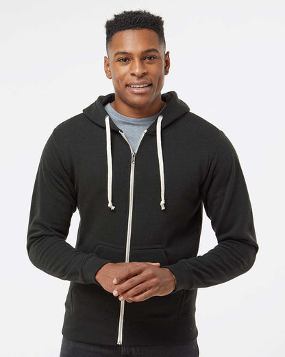 J. America Men's Triblend Full-Zip Hooded Sweatshirt 8872 #colormdl_Black Solid