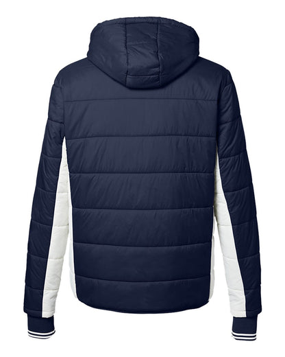 Nautica Men's Nautical Mile Hooded Puffer Jacket N17186 #color_Navy/ Antique White