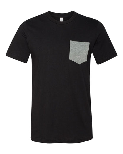 BELLA + CANVAS Jersey Pocket Tee 3021 #color_Black/ Deep Heather