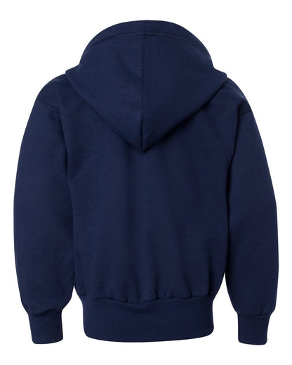 Hanes Youth EcoSmart® Full-Zip Hooded Sweatshirt P480 #color_Navy