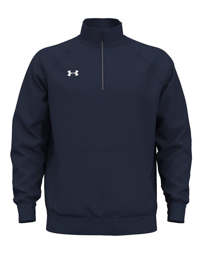 Under Armour Men's Rival Fleece Quarter-Zip Pullover 1386016 #color_Midnight Navy/ White