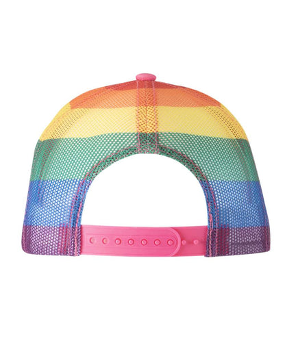 Kati Printed Mesh Trucker Cap S700M #color_Hot Pink/ Rainbow