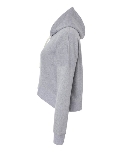 J. America Women's Crop Hooded Sweatshirt 8853 #color_Grey Triblend