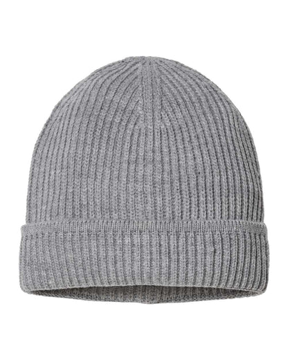 Atlantis Headwear Sustainable Finish Edge Cuffed Beanie MAPLE #color_Light Grey Melange