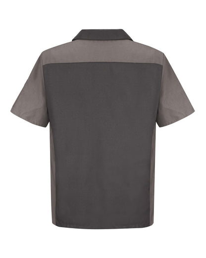 Red Kap Men's Tall Short Sleeve Automotive Crew Shirt SY20T #color_Charcoal/ Grey