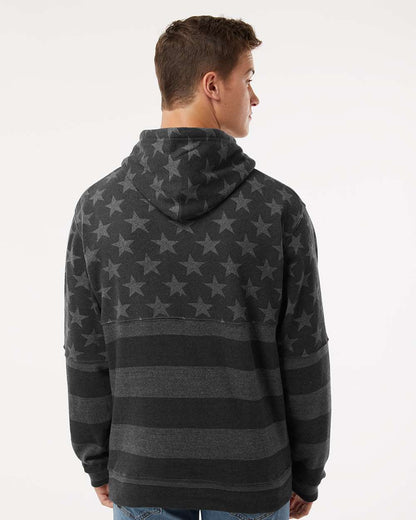 J. America Men's Tailgate Hooded Sweatshirt 8815 #colormdl_Black Stars &amp; Stripes